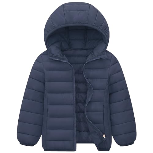 Amur Leopard Kinder Jungen Winterjacke mit Kapuze Mädchen Wintermantel Warme Steppjacke Winter Outdoorjacke, Navy Blau, 170-176 von Amur Leopard