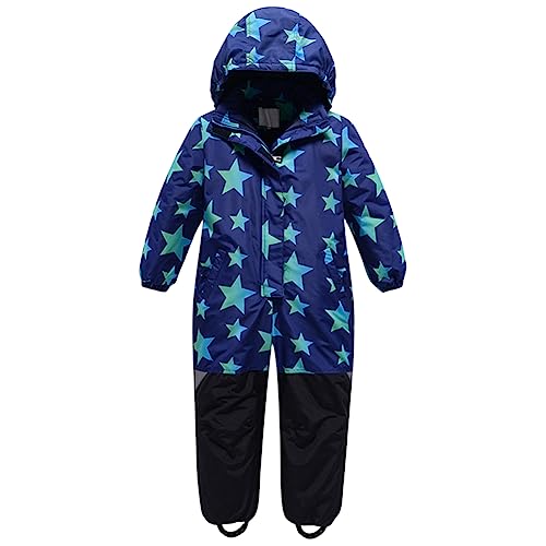 Amur Leopard Kinder Skianzug Jungen Mädchen Schneeanzug Warme Verdicken Skifahren Snowsuit Wasserdicht Winddicht, Blau, 100 von Amur Leopard