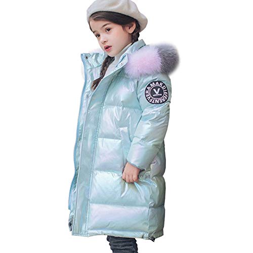 Amur Leopard Kinder Winterjacke Mädchen Wintermantel Warm Daunenjacke Steppjacke Kinderjacke mit Fellkapuze, Hellblau, 122-128 von Amur Leopard