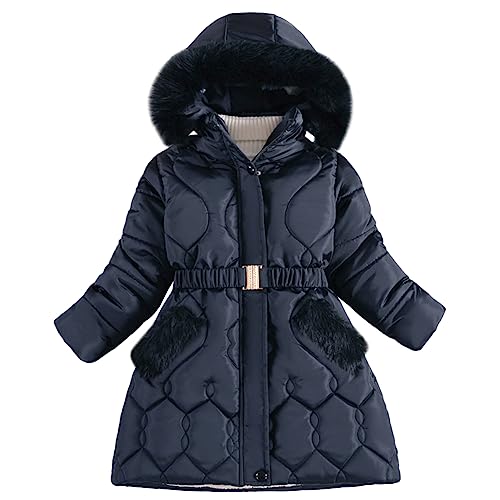 Amur Leopard Kinder Winterjacke Mädchen Wintermantel mit Kapuze Steppjacke, Dunkelblau, 120 von Amur Leopard