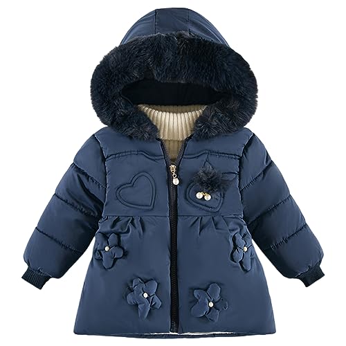 Amur Leopard Kinder Winterjacke Mädchen Wintermantel mit Kapuze Winter Jacke, Blau, 86 von Amur Leopard