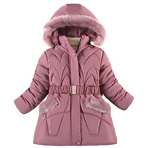 Amur Leopard Mädchen Winterjacke Wintermantel mit Kapuze Steppjacke Kinder Winter Jacke Baumwolle Gefuetterte, Hellviolett, 120 von Amur Leopard