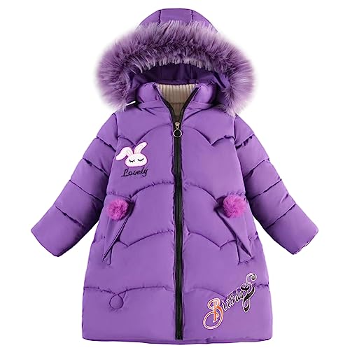 Amur Leopard Winterjacke Mädchen Wintermantel Kinder Steppjacke Baumwolle gefuetterte Winter Jacke, Violett, 110 von Amur Leopard