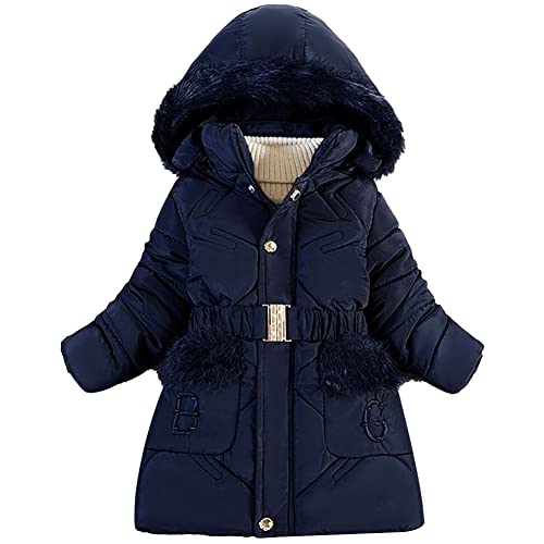 Amur Leopard Winterjacke Mädchen Wintermantel Kinder Steppjacke Baumwolle gefuetterte Winter Jacke Outerwear, Dunkelblau, 134-140 von Amur Leopard