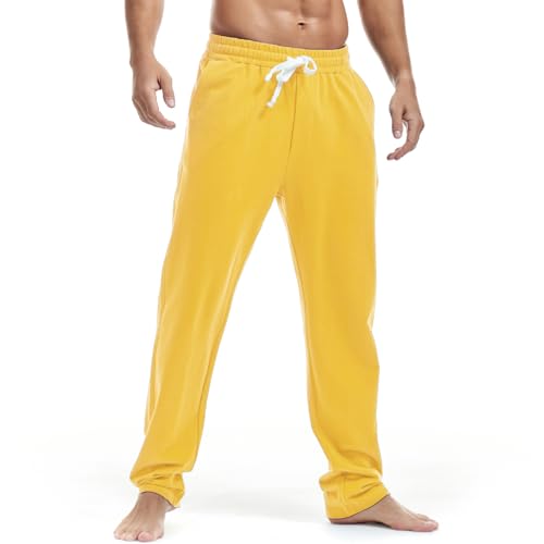 Amy Coulee Jogginghose Herren Baumwolle Sporthose (Gelb, 2XL) von Amy Coulee