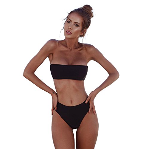 AmyGline Damen Bikini Set Push up Sling Bandage Bikini Trägerloser Bandeau Bikini Badeanzug Badebekleidung Bikinioberteil Swimsuits Bademode Bikinihosen von AmyGline