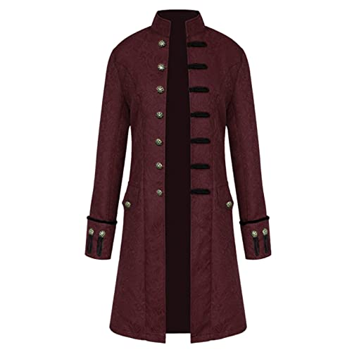 AmyGline Herren Jacke Frack Steampunk Gothic Gehrock Mantel Smoking Cosplay Kostüm Uniform Smokingjacke Retro Mittelalter Viktorianischen Kleidung Lange Uniformkleid Männer von AmyGline