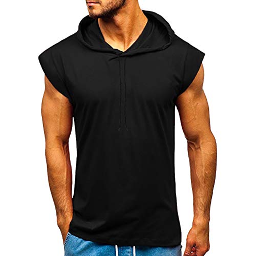 AmyGline Herren Sommer Hoodie Weste Muskelshirt Bodybuilding Ärmelloses T-Shirt Männer Gyms Muscle Shirts Tops Trainingsweste Schnell trocknend von AmyGline