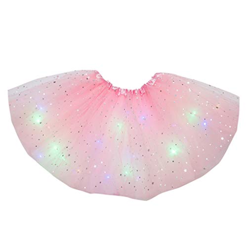 Tüllrock Kinder Mädchen Tütü Rock LED,Pailletten Prinzessin Ballettrock Tutu Unterrock Tanzkleid Röcke für kleine mädchen 2-8 Jahre Ballett Tanz Party Karneval Kostüm von AmyGline