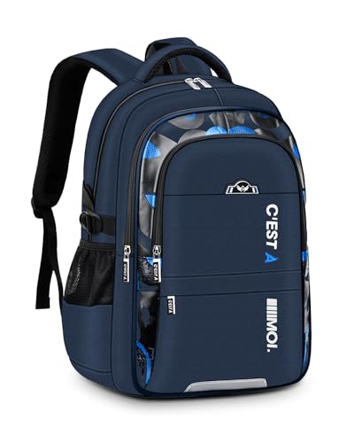 Amythe Schulrucksack Jungen Teenager - Wasserdichter Schulranzen - Leicht & Modisch Ergonomisches Design -Daypack Groß Kinderrucksack Ideal für Schule & Reisen (Blau) von Amythe