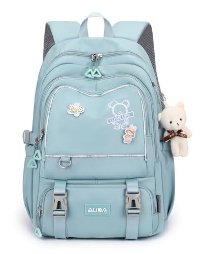 Amythe Schulrucksack Teenager Mädchen Rucksack Schule Groß Girls School Bag Wasserdicht Lässiger Daypack für Grundschule, Sekundarstufe und Universität -Blau von Amythe