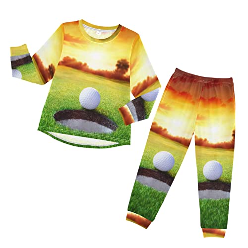 Anantty Kinder Schlafanzug-Set Sport Golf Ball Pyjama Woman Set, Lang Nachtwäsche Hausanzug Negligee Sleepwear für Jungen Mädchen von Anantty