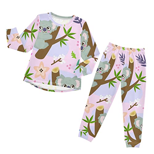 Anantty Kinder Schlafanzug-Set Süß Koala Muster Pyjama Woman Set, Lang Nachtwäsche Hausanzug Negligee Sleepwear für Jungen Mädchen von Anantty