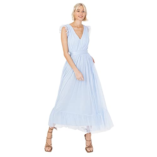 Anaya with Love Damen Ladies Maxi Dress Women V Neckline Sleeveless Frilly for Wedding Guest Bridesmaid Prom Long High Empire Waist Tiered Kleid, Light Blue, 48 Anaya with Love Damen Ladies Maxi Dress Women V Neckline Sleeveless Frilly for Wedding Guest Bridesmaid Prom Long High Empire Waist Tiered Kleid, Light Blue, 48 von Anaya with Love