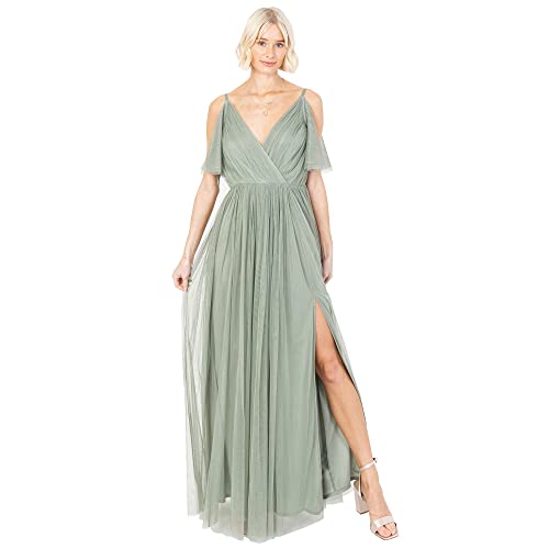 Anaya with Love Damen Dress Maxi Short Sleeve Cami V Neckline Long Length Empire Waist, Frosty Green,46 von Anaya with Love