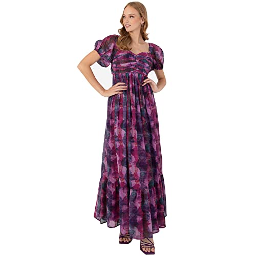 Anaya with Love Ladies Empire Waist Maxi Dress for Women Puffed Short Sleeve Sweetheart Neckline Tiered Long Ruffle for Wedding Guest Purple Size 42 von Anaya with Love