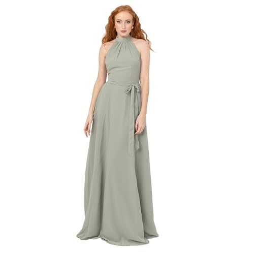 Anaya with Love Women's Maxi Ladies Sleeveless Halter Neck Waist Bow Tie Sash Belt Shirred Bridesmaid Wedding Guest Prom Ball Gown Dress, Frosty Green, 40 Anaya with Love Women's Maxi Ladies Sleeveless Halter Neck Waist Bow Tie Sash Belt Shirred Bridesmaid Wedding Guest Prom Ball Gown Dress, Frosty Green, 40 von Anaya with Love