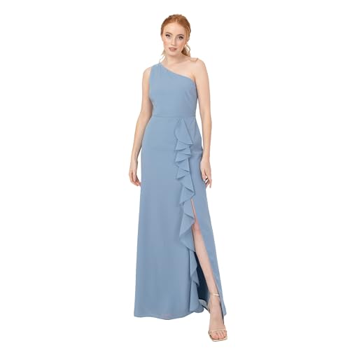 Anaya with Love Damen Women's Maxi Ladies Sleeveless One-Shoulder Asymmetric Split Waterfall Ruffle A-line Bridesmaid Wedding Guest Prom Dress, Soft Blue, 52 EU Anaya with Love Damen Women's Maxi Ladies Sleeveless One-Shoulder Asymmetric Split Waterfall Ruffle A-line Bridesmaid Wedding Guest Prom Dress, Soft Blue, 52 EU von Anaya with Love