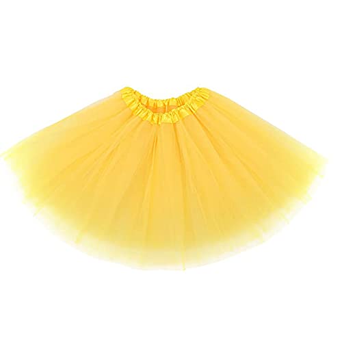 Ancokig Damen Tütü Rock Minirock 4 Lagen Petticoat Tanzkleid Dehnbaren Mini Skater Tutu Rock Erwachsene Ballettrock Tüllrock für Party Halloween Kostüme Tanzen (Gelb) von Ancokig