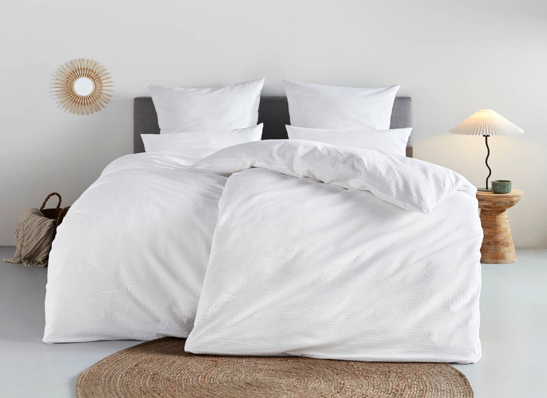 andas Bettwäsche "Sari2 in Gr. 135x200 oder 155x220 cm", (2 tlg.), aus Baumwolle, uni Bettwäsche in Seersucker Qualität ideal für Sommer von Andas