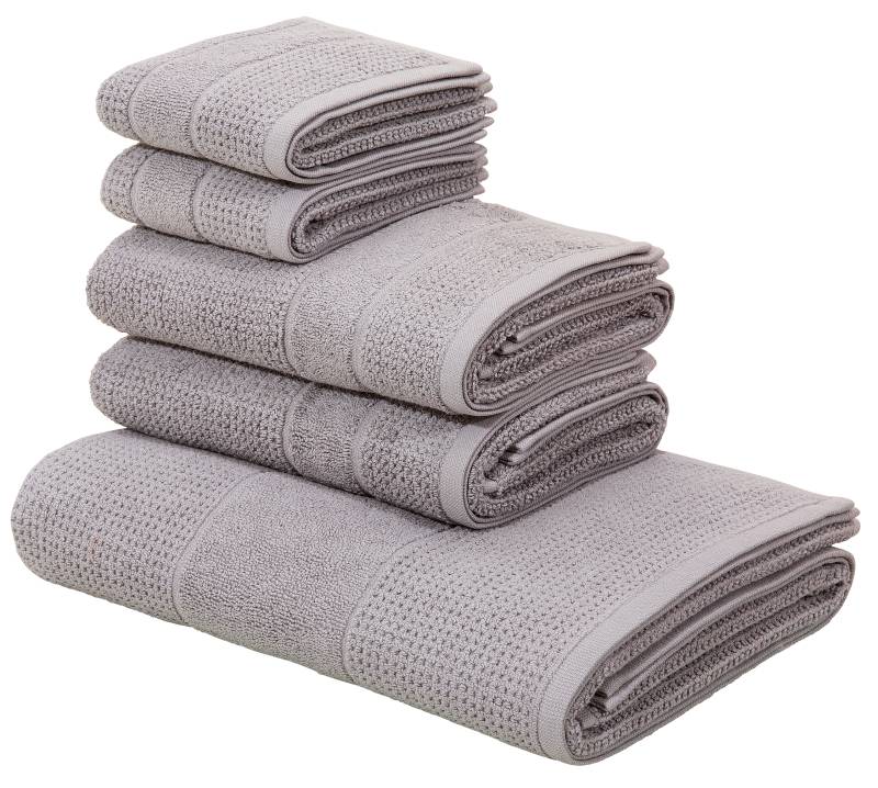 andas Handtuch Set "Kimi", (Set, 5 St., 2 Gästetücher 30x50 cm-2 Handtücher 45x90 cm-1 Badetuch 65x130 cm), mit besonderer Struktur von Andas