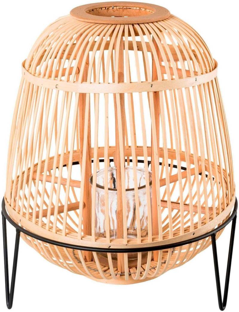 andas Windlicht "TROMSO", aus Bambus, mit Glaseinsatz, mit Metallfüßen, Höhe ca. 34 cm von Andas