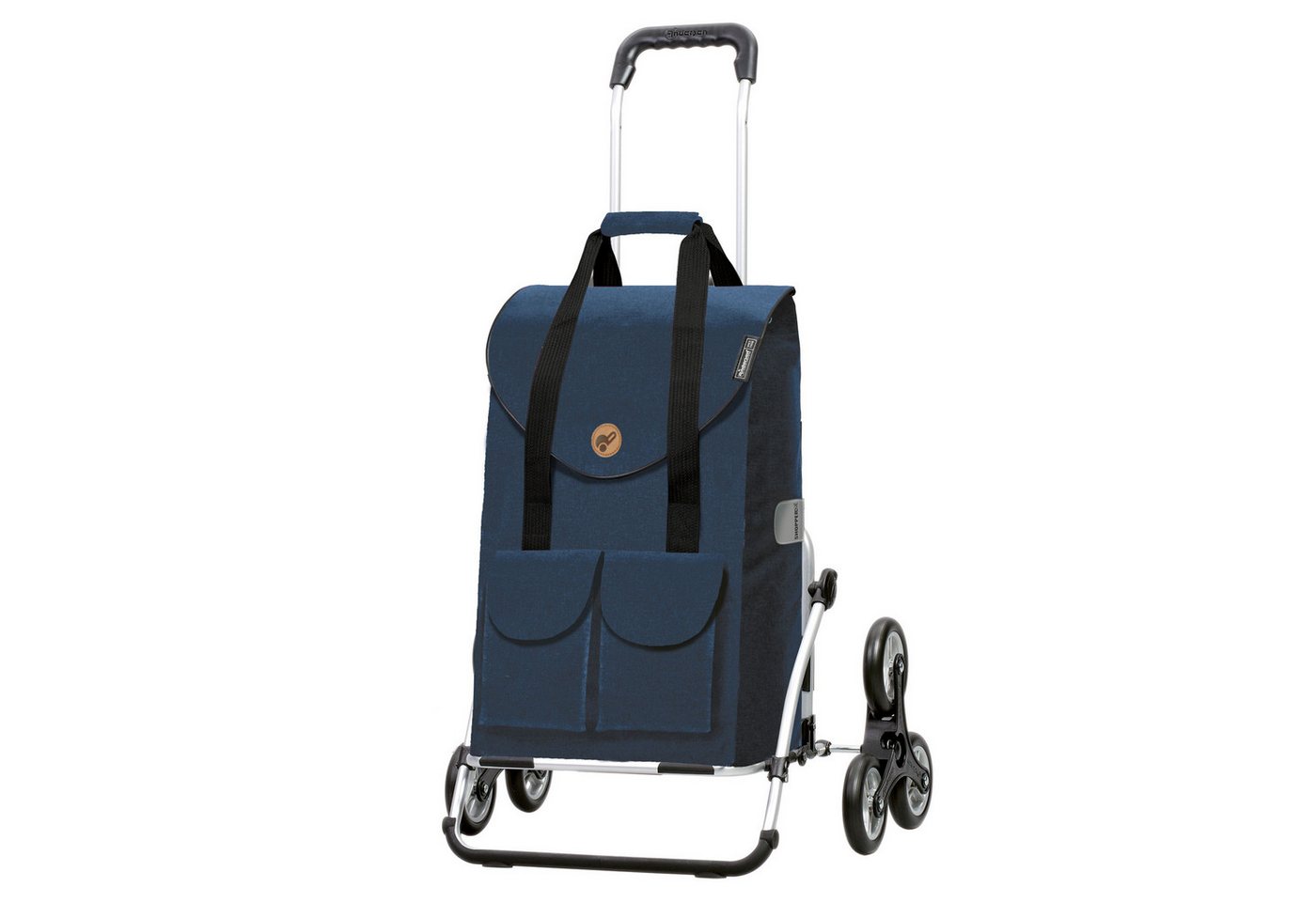 Andersen Einkaufstrolley Exklusiv Treppensteiger Royal Shopper XXL Jacob blau 54L, klappbare Ladefläche, belastbar bis 50kg, wasserabweisend von Andersen