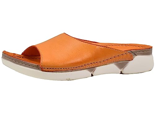 Andrea Conti Damen Pantolette Leder breiter Riemen sportliche Laufsohle 0529610, Größe:36 EU, Farbe:Orange von Andrea Conti