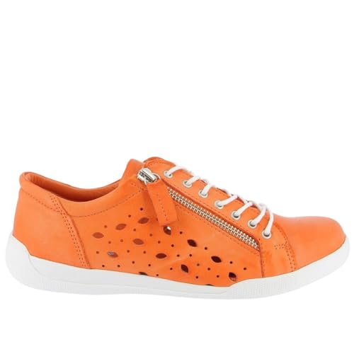 Andrea Conti Damen Sneaker Halbschuh sportlich Leder Löcher Schnürung 0345925, Größe:42 EU, Farbe:Orange von Andrea Conti