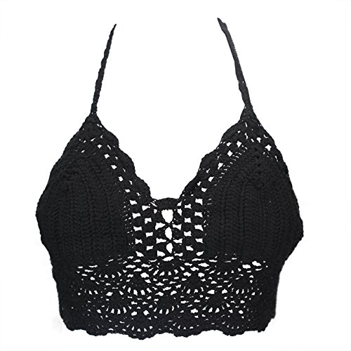 Andy's Share, Damen sexy Ungepolsterte gehäkelte Bralette, Bustier BH Crop Tank Tops (Schwarz) von LAEMILIA