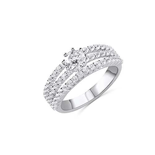 Anellissimo Damen-Solitärring aus 925er Silber mit Zirkonia im Brillantschliff, Silber von Anellissimo