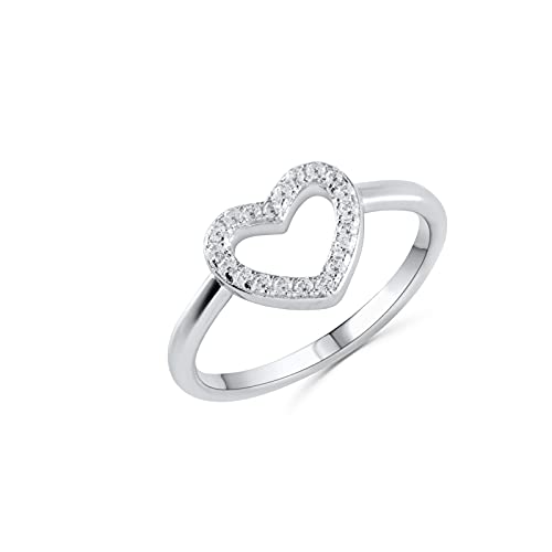 Anellissimo Damen Zirkonia Herz Ring 925 Silber mit Zirkonia Brillantschliff -, Silber von Anellissimo