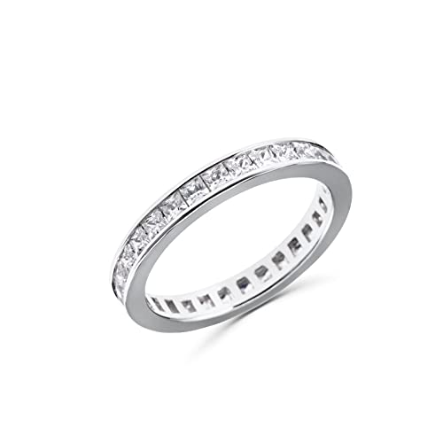 Anellissimo Ring aus 925er-Silber mit Zirkoniasteinen im Carré-Schliff, Sterling Silber von Anellissimo