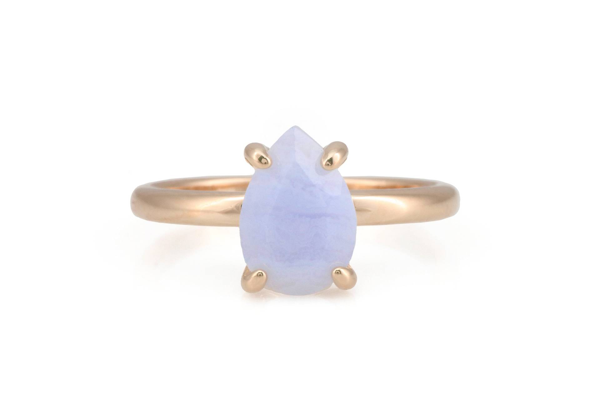 18K Rose Gold Ring Blaue Spitze Achat Birne Für Frauen Halbedelstein Vermeil von AnemoneUnique