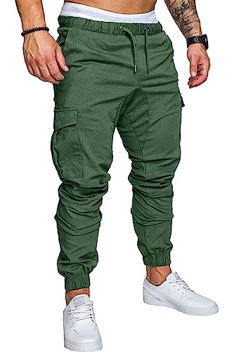 Angbater Herren Freizeithose Multi-Pocket Slim Fit Sport Elastische Taille Bodybuilding Workout Laufen Sweatpants von Angbater