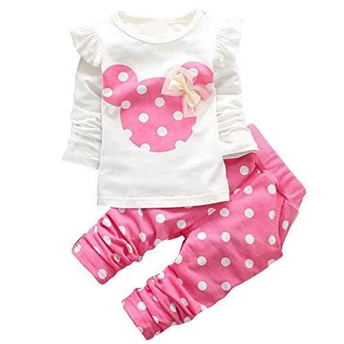 Angel ZYJ Baby Mädchen Kleidung Set Top Langarm Shirt + Pants Bekleidungsset Outfits (Pink, 18-24M) von Angel ZYJ