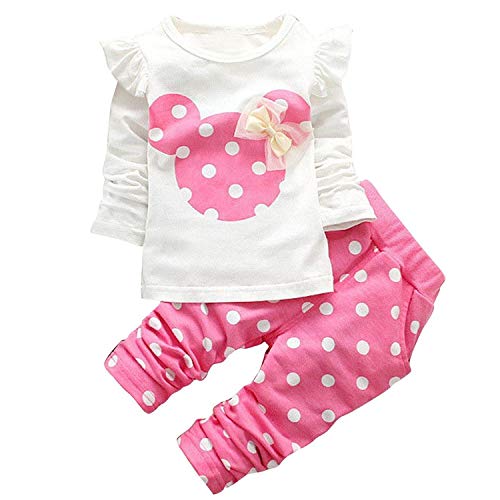 Angel ZYJ Baby Mädchen Kleidung Set Top Langarm Shirt + Pants Bekleidungsset Outfits (Pink, 9-12M) von Angel ZYJ