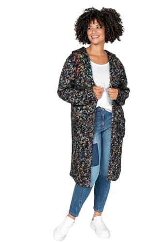 Angel of Style Damen große Größen Übergrößen Plus Size Long-Strickjacke, Multicolor-Strick, offene Form, Kapuze, Langarm Multicolor 46 201568900-46 von Angel of Style