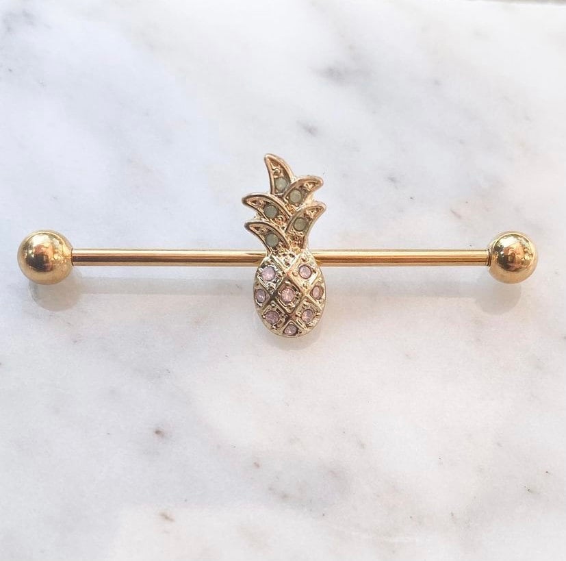 Gold Opal Industrial Barbell Tropical | 14 Gauge | 1, 5" von IrisPiercingJewelry