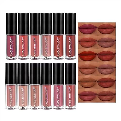 Anglicolor 12 Colors Matt Ink Lippenstift Set Velvet Matt Nudetöne Rose Pink Waterproof Long-Lasting Non-Stick Cup Not Fade Shimmer Lip Gloss Roter Liquid Lipstick Set For Women(Set B) Anglicolor 12 Colors Matt Ink Lippenstift Set Velvet Matt Nudetöne Rose Pink Waterproof Long-Lasting Non-Stick Cup Not Fade Shimmer Lip Gloss Roter Liquid Lipstick Set For Women(Set B) von Anglicolor