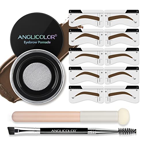 Anglicolor Augenbrauen Schablone,Lang Anhaltende Augenbrauen Stempel,Wasserdichtes Augenbrauen Gel,Hochgradig Pigmentiert Eyebrow Gel Geeignet für den Täglichen Gebrauch (05 Dunkelbraun) von Anglicolor