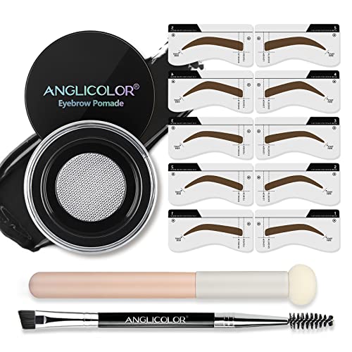 Anglicolor Augenbrauen Schablone,Lang Anhaltende Augenbrauen Stempel,Wasserdichtes Augenbrauen Gel,Hochgradig Pigmentiert Eyebrow Gel Geeignet für den Täglichen Gebrauch (06 Schwarz) von Anglicolor