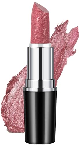 Anglicolor Glitzer Lippenstift Metallic Glänzend Glossy, Shimmer Lipstick Seidig Velvet Langanhaltend Feuchtigkeitsspendende, Vegan Lipgloss Damen Mädchen Make-up (#11 HIP & HIPPIE) von Anglicolor