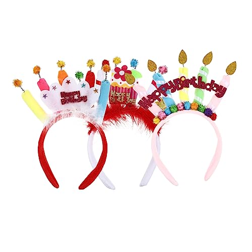3St Geburtstag Stirnband kinder geburtstagsdeko kindergeburtstags dekoration Stirnbänder für Mädchen Stirnband mit Kerzenständer Haarbänder Kopfschmuck für Partygirls Haarschmuck von Angoily