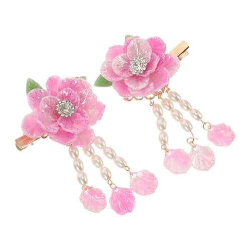 Angoily 1 Paar Haarnadel Retro-haarspangen Kamelie Haarspange Blumenhaarspangen Für Frauen Japanische Accessoires Cheongsam Haarschmuck Hanfu-haarspange Kimono Blumenclip Glas Kind von Angoily