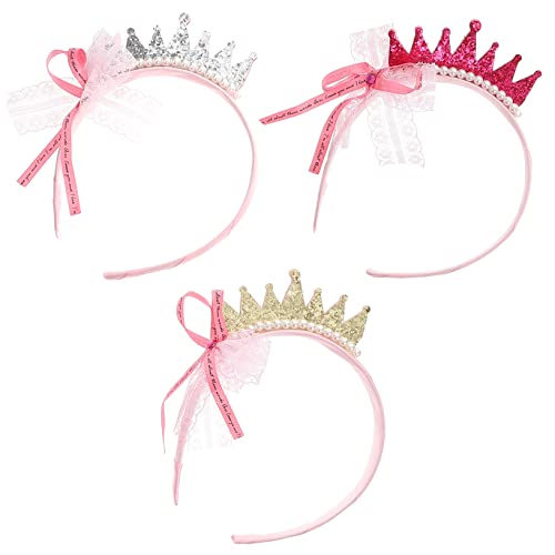 Angoily 3St Krone Stirnband für Kinder hair accessories for girls kinder haarschmuck Kinder Party Haarreifen Mädchen schmücken Dekorationen Kopfbedeckung Harz Rosa von Angoily