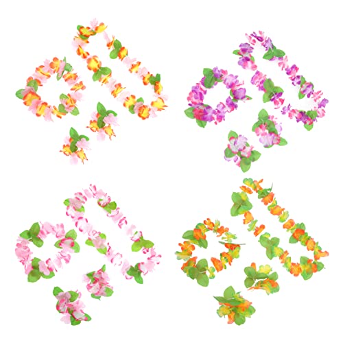 Angoily 4 Sätze Hawaiian ische Blumen gürtel floraler Kopfschmuck Make-up-Stirnbänder Blumengirlande Blumenarmband für Mädchen Blumenstirnband für Mädchen Abschlussball schmücken Kleidung von Angoily