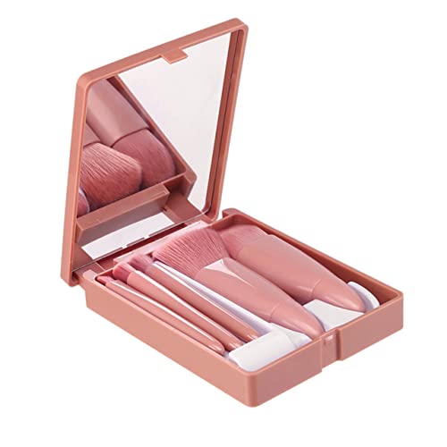 Angoily 5-Teiliges Set Schminkpinsel mit Spiegel kosmetikpinsel makeup makeup bürsten Gesicht einstellen erröten pinsel Lidschatten Pinsel Fräulein Make-up Pinsel Plastik von Angoily