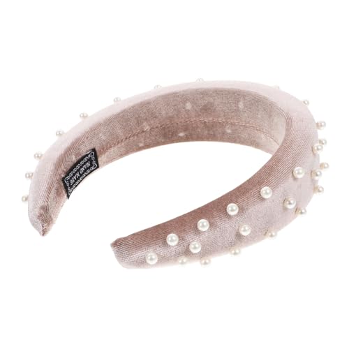 Angoily breites Stirnband Stirnbänder für Damen breit Tiara Haargummis gepolstertes Stirnband Perlenstirnband für frauen Mode Kopfbedeckung Damen Gürtel Liner Fräulein von Angoily