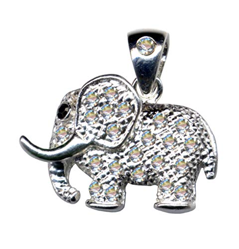 KETTENANHÄNGER Elephant/Echt Silber 925 mit Zirkonia/Klassik Design/Steinarbe: klar Weiss schwarz exklusiv extravagant/Online Shop Schmuck kaufen / 51043 von Anhänger 925 Silber